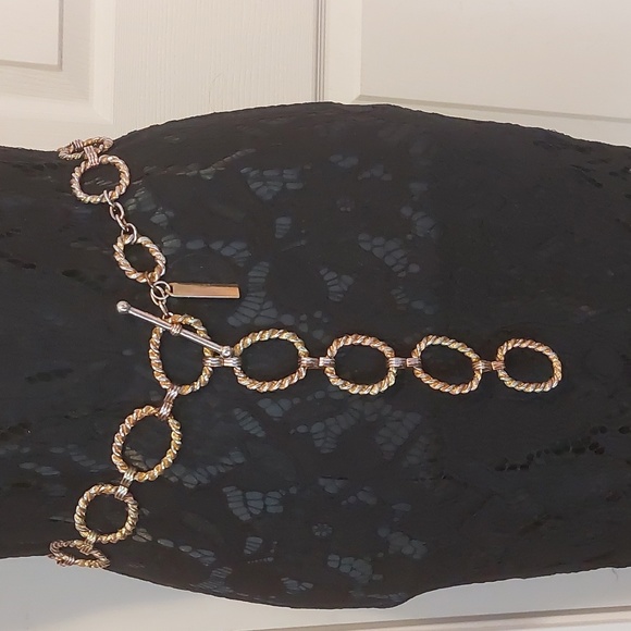 The Limited Accessories - Vintage 90s The Limited Textured Hoops Rustic Boho Chain Link Toggle Belt